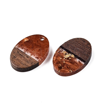 Transparent Resin and Walnut Wood Pendants RESI-T057-04C-1