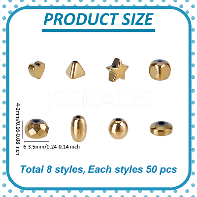 400Pcs 8 Styles Electroplate Non-magnetic Synthetic Hematite Beads G-ME0001-01-1