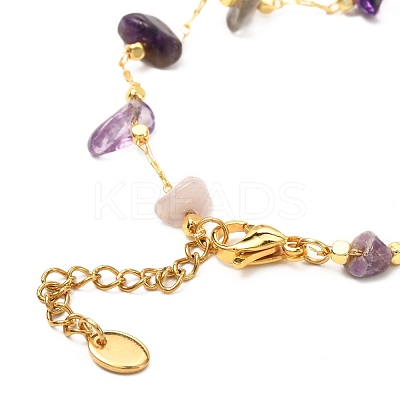 Natural Mixed Gemstone Chip Beaded Bracelet for Girl Women BJEW-JB06983-1