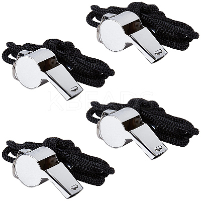 4Pcs 304 Stainless Steel Whistle Pendant Black Cord Necklaces NJEW-GF0001-25P-1
