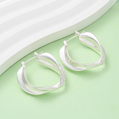 Brass Twist Hoop Earrings EJEW-A143-15S-1