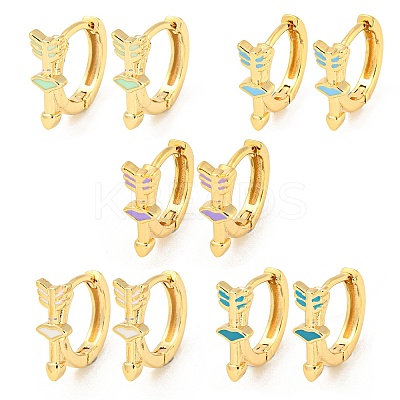 Arrow Real 18K Gold Plated Brass Hoop Earrings EJEW-L269-073G-1