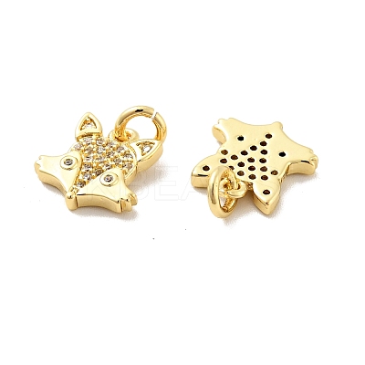 Fox Brass Micro Pave Clear Cubic Zirconia Charms KK-G425-10G-1