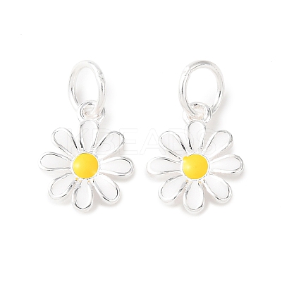 925 Sterling Silver Yellow and White Enamel Flower Charms STER-G050-03S-1