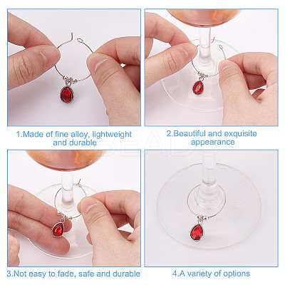 24Pcs 12 Colors Brass Wine Glass Charms AJEW-GO00016-1