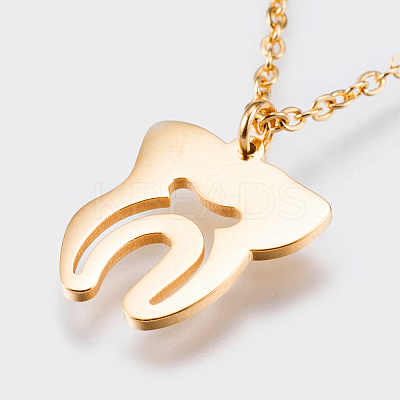 304 Stainless Steel Pendant Necklaces NJEW-F207-04G-1