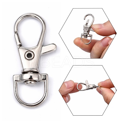 Platinum Plated Alloy Lobster Swivel Clasps For Key Ring PALLOY-E385-15P-1