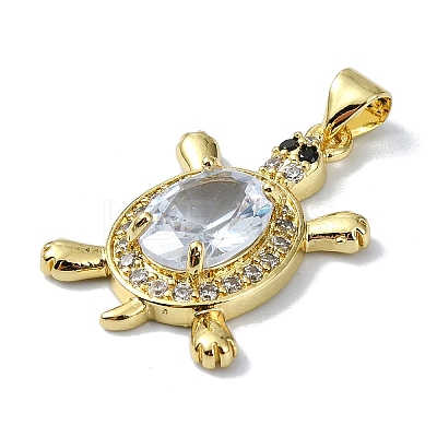 Rack Plating Real 18K Gold Plated Brass Micro Pave Cubic Zirconia Pendants KK-B084-06G-06-1