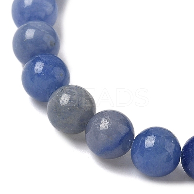 Natural Blue Aventurine Round Beads Stretch Bracelets for Men Women BJEW-JB11999-1
