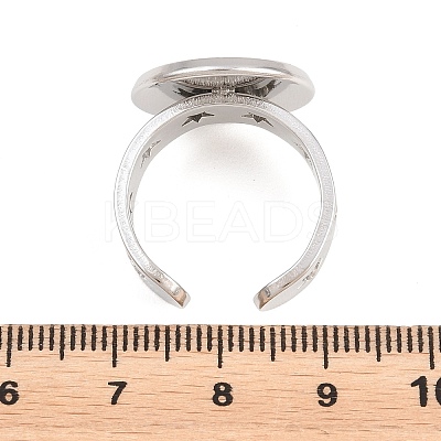 Hollow Star 304 Stainless Steel Open Cuff Ring Components STAS-F366-07E-P-1