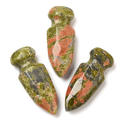 Natural Unakite Craved Sword Model Ornament DJEW-C019-02I-1