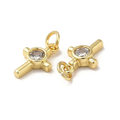 Brass Micro Pave Cubic Zirconia Charms KK-E068-VB240-1
