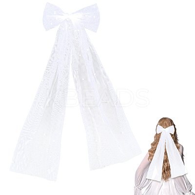 Long Bowknot Polyester Alligaor Hair Clips OHAR-WH20005-07B-1