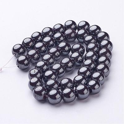 Non-Magnetic Synthetic Hematite Round Beads Strands X-G-H1624-10mm-1-1