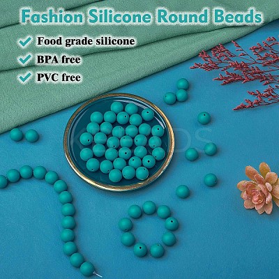 100Pcs Silicone Beads Round Rubber Bead 15MM Loose Spacer Beads for DIY Supplies Jewelry Keychain Making JX453A-1