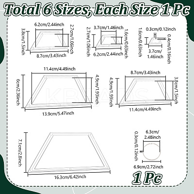 6Pcs 6 Styles Transparent Acrylic Sewing Template AJEW-NB0007-76A-1