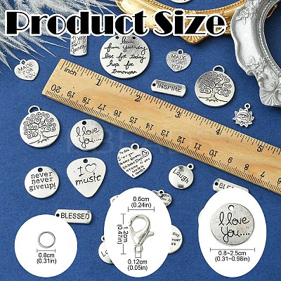 DIY Word Alloy Pendant Decoration Making Kit DIY-YW0008-90-1