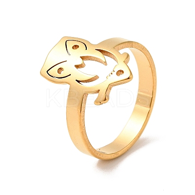 Ion Plating(IP) 201 Stainless Steel Owl Finger Ring for Women RJEW-G266-07G-1