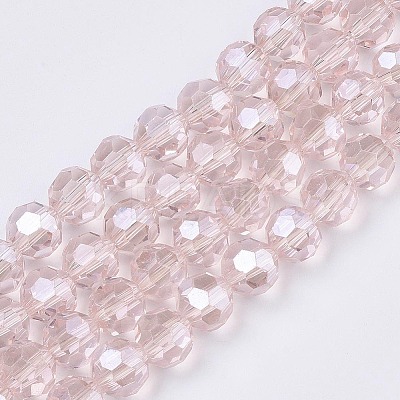 Faceted(32 Facets) Electroplate Glass Bead Strands X-EGLA-R015-8mm-8-1
