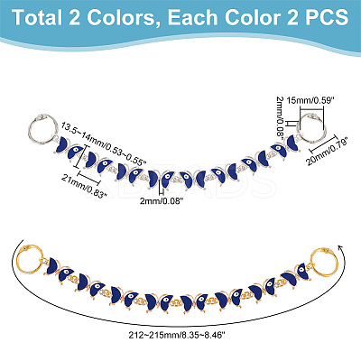 1 Set Alloy Enamel Butterfly with Evil Eye Link Shoe Decoration Chain FIND-NB0004-12-1