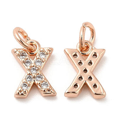 Brass Micro Pave Grade AAA Cubic Zirconia Charms ZIRC-P067-11RG-X-NR-1
