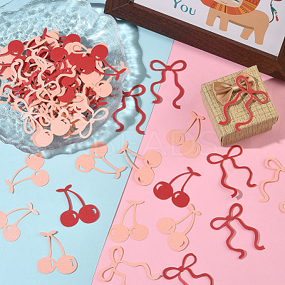 2 Bags Bowknot and Cherry Paper Confetti for Party Decorate Supplies DIY-SC0031-55-1