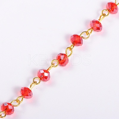 Handmade Rondelle Glass Beads Chains for Necklaces Bracelets Making AJEW-JB00037-06-1