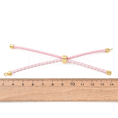 Adjustable Round Braided Microfiber Leather Cord Bracelet Making KK-CBAC260-01G-26-1