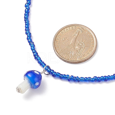 Mushroom Handmade Lampwork Pendant Necklaces for Women NJEW-JN03982-1