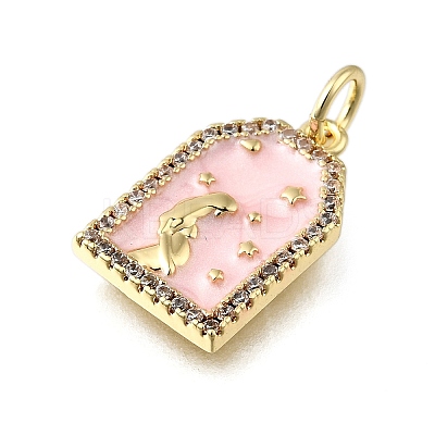 Brass Micro Pave Cubic Zirconia Pendants KK-S523-04G-1