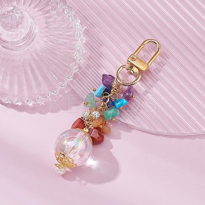 Chakra Natural Mixed Stone Beaded Pendant Decorations HJEW-JM01109-1