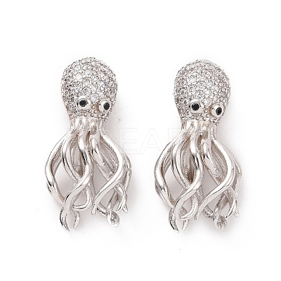 Eco-friendly Rack Plating Brass Micro Pave Cubic Zirconia Beads KK-F843-31P-1
