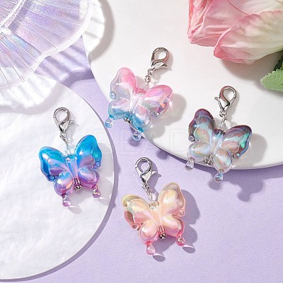 4Pcs Acrylic Butterfly Pendant Decorations HJEW-JM01594-1