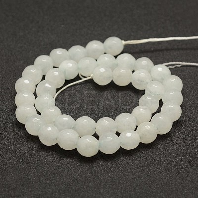 Faceted Natural White Jade Beads Strands G-F448-10mm-1
