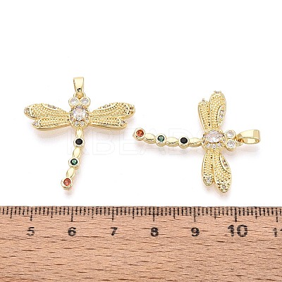 Brass Micro Pave Colorful Cubic Zirconia Pendants KK-T075-87G-1