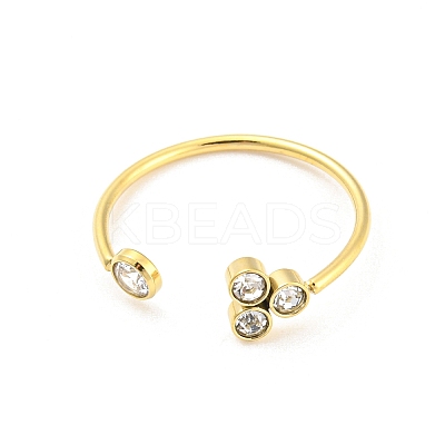 Real 14K Gold Plated 304 Stainless Steel Open Cuff Ring RJEW-C062-01B-G-1