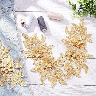 Polyester Embroidered Floral Lace Collar DIY-WH0326-47C-1