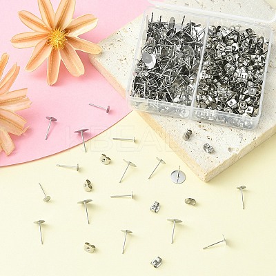 200Pcs 5 Sizes 304 Stainless Steel Stud Earring Findings STAS-YW0001-74P-1