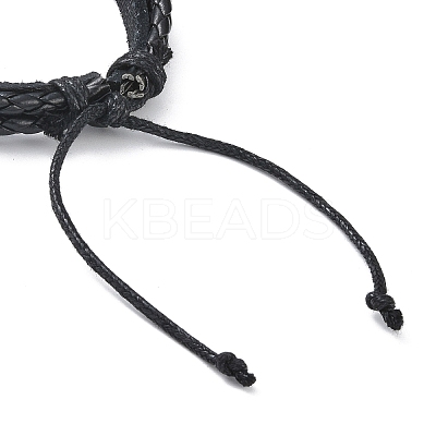 PU Leather & Waxed Cords Triple Layer Multi-strand Bracelets BJEW-G709-02B-1
