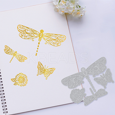 Dragonfly Pattern Carbon Steel Hot Foil Plate Metal Dies DIY-WH0226-046-1