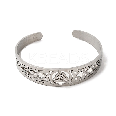 Non-Tarnish 304 Stainless Steel Hollow Cuff Bangles BJEW-Z022-03P-1