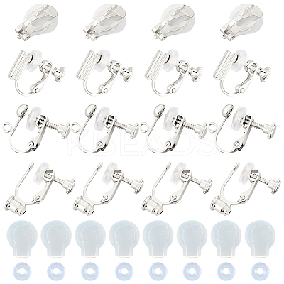 Brass Clip-on Earring Converters Findings KK-BBC0021-50S-1
