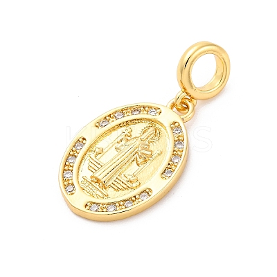 Brass Clear Cubic Zirconia European Dangle Pendants KK-D325-28G-10-1