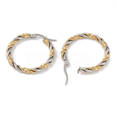 Ion Plating(IP) 201 Stainless Steel Twist Hoop Earrings EJEW-I309-34GP-1