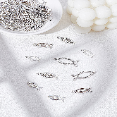 50Pcs 5 Styles Tibetan Style Alloy Pendants FIND-LP0006-50-1