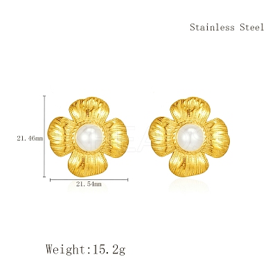 Classic 304 Stainless Steel Imitation Pearl Flower Stud Earrings GL7726-1