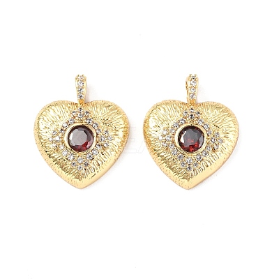 Brass Micro Pave Clear Cubic Zirconia Pendants KK-E068-VF325-1