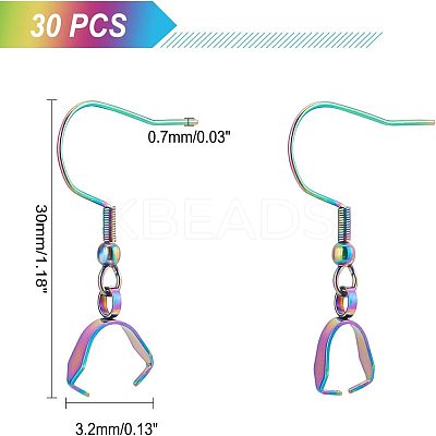30Pcs Rainbow Color 304 Stainless Steel Earring Hooks STAS-UN0034-26-1