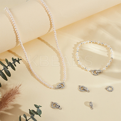 6Pcs Brass Micro Pave Clear Cubic Zirconia Fold Over Clasps KK-BC0015-10P-1