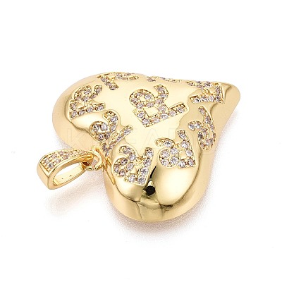 Brass Micro Pave Clear Cubic Zirconia Pendants KK-N268-97A-G-1